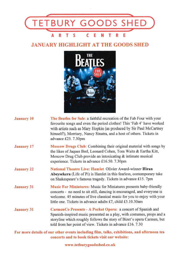 Tetbury Goods Shed January 2026 Highlights